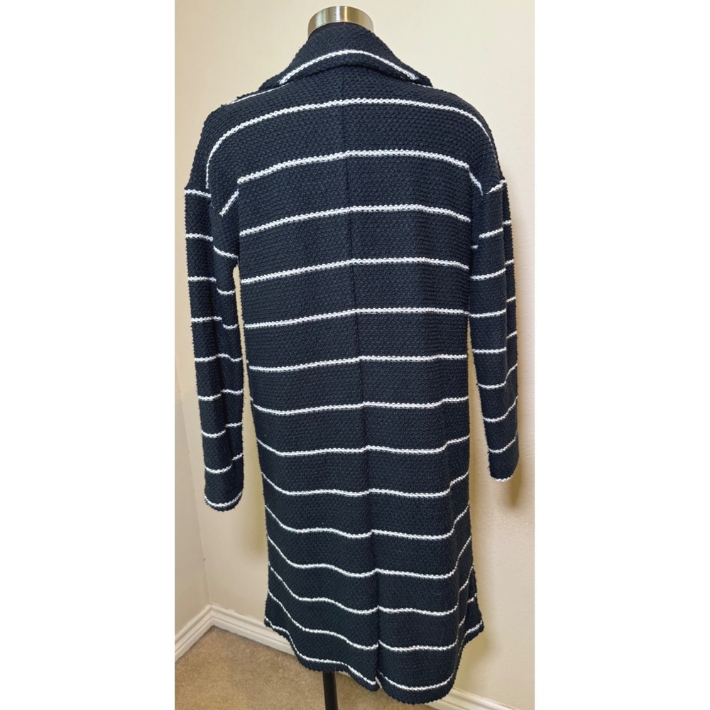 Marine Layer‎ Birdseye Coat Open Front Cardigan Black White Stripes Size Small - Picture 3 of 16